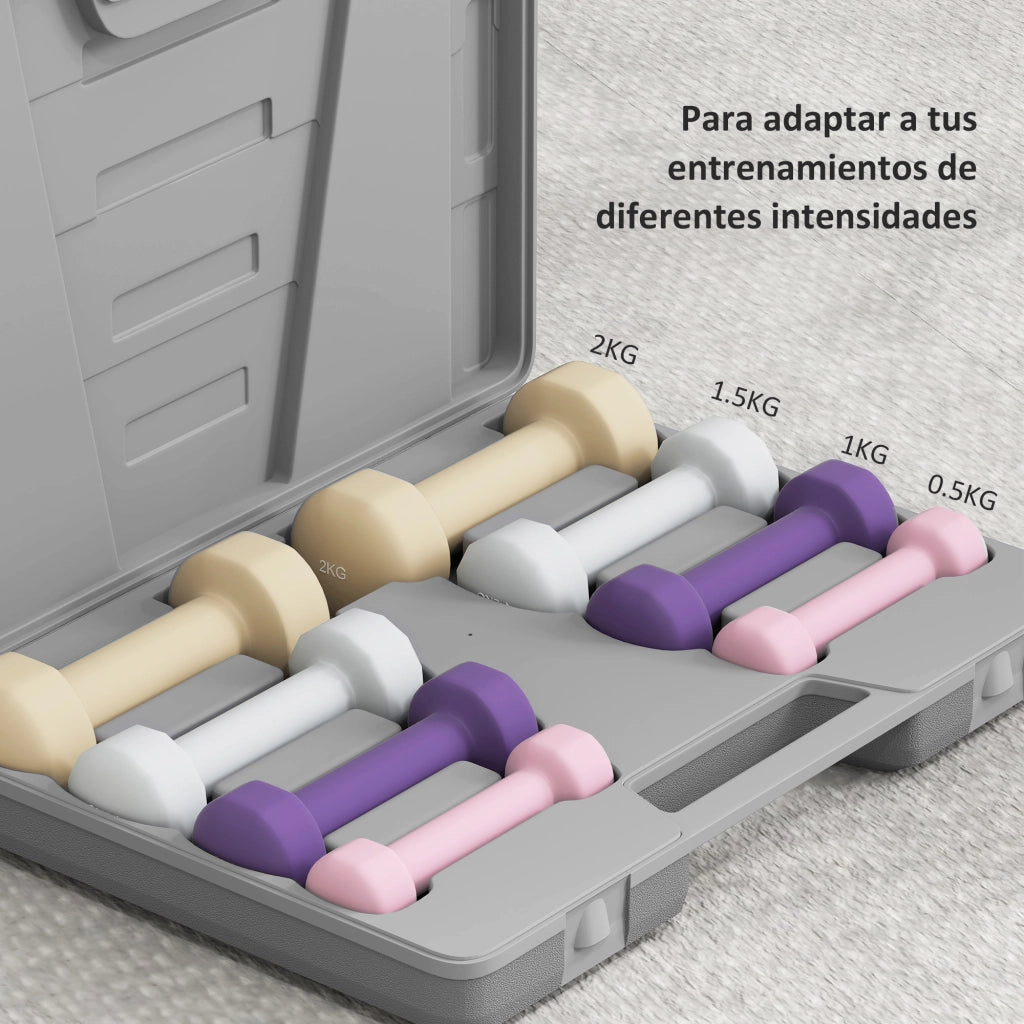 Set di manubri 8 pezzi 2x0,5 kg 2x1 kg 2x1,5 kg 2x2 kg ¨C zephmum ¨C multicolore