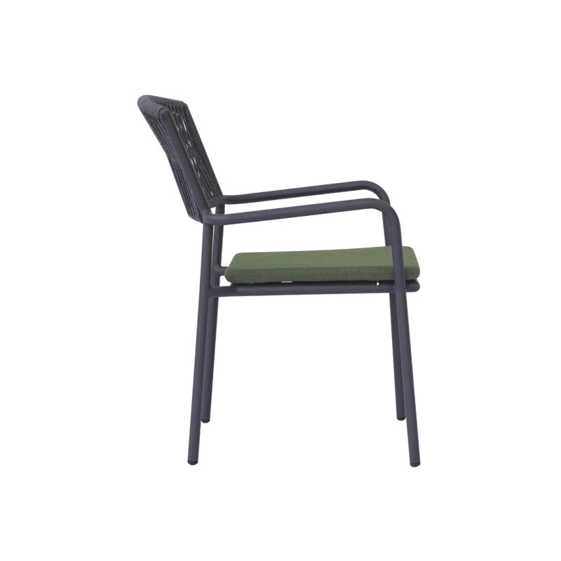 Sedia Modena Con B Alluminio Antracite E Corda Verde Moia
