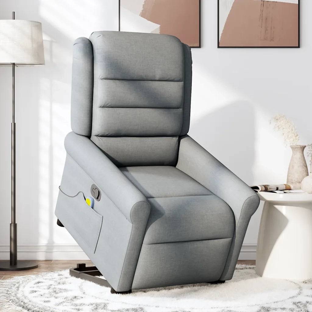 Poltrona Alzapersona Massaggi Reclinabile Grigio Chiaro Tessuto 3303324