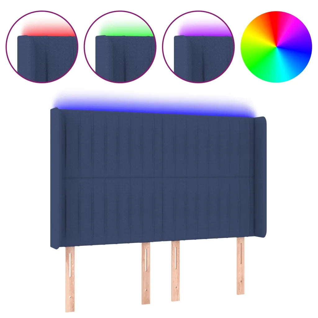 Testiera a LED-Testata con LED Blu 147x16x118/128 cm in Tessuto 833815