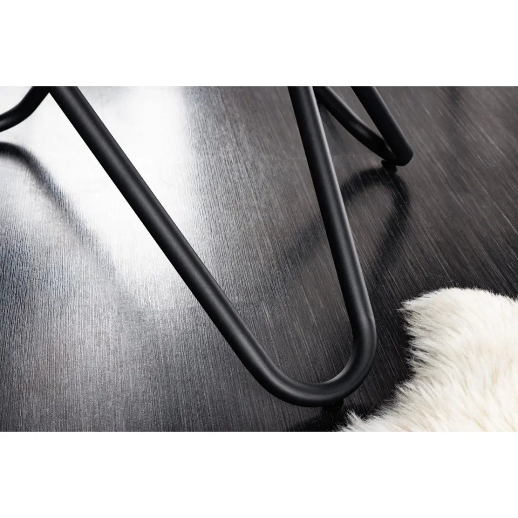 Tavolo da pranzo BAUMA 120 cm – Piano rotondo in ceramica effetto marmo bianco e gambe in metallo – Stile moderno chic