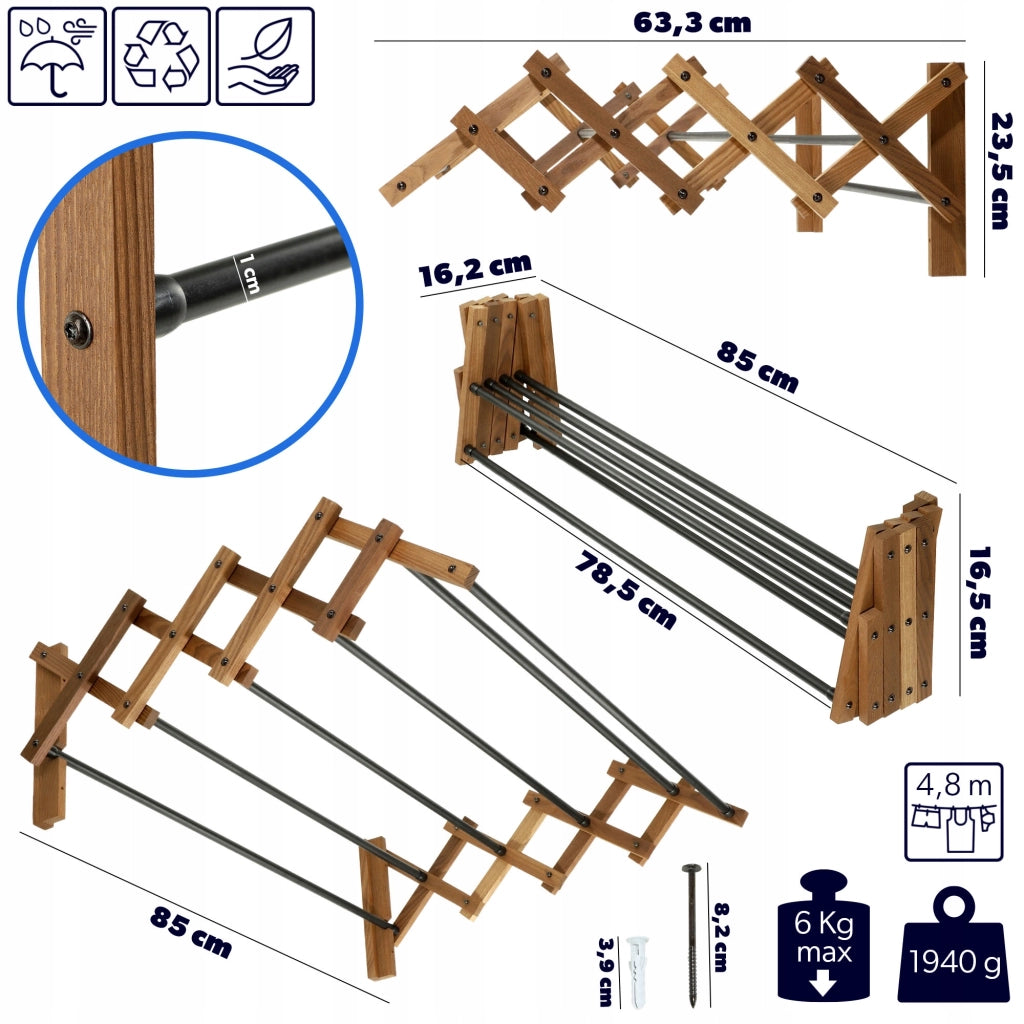 Asciugatrice per bagno KADAX, 85 cm, a parete, a soffietto