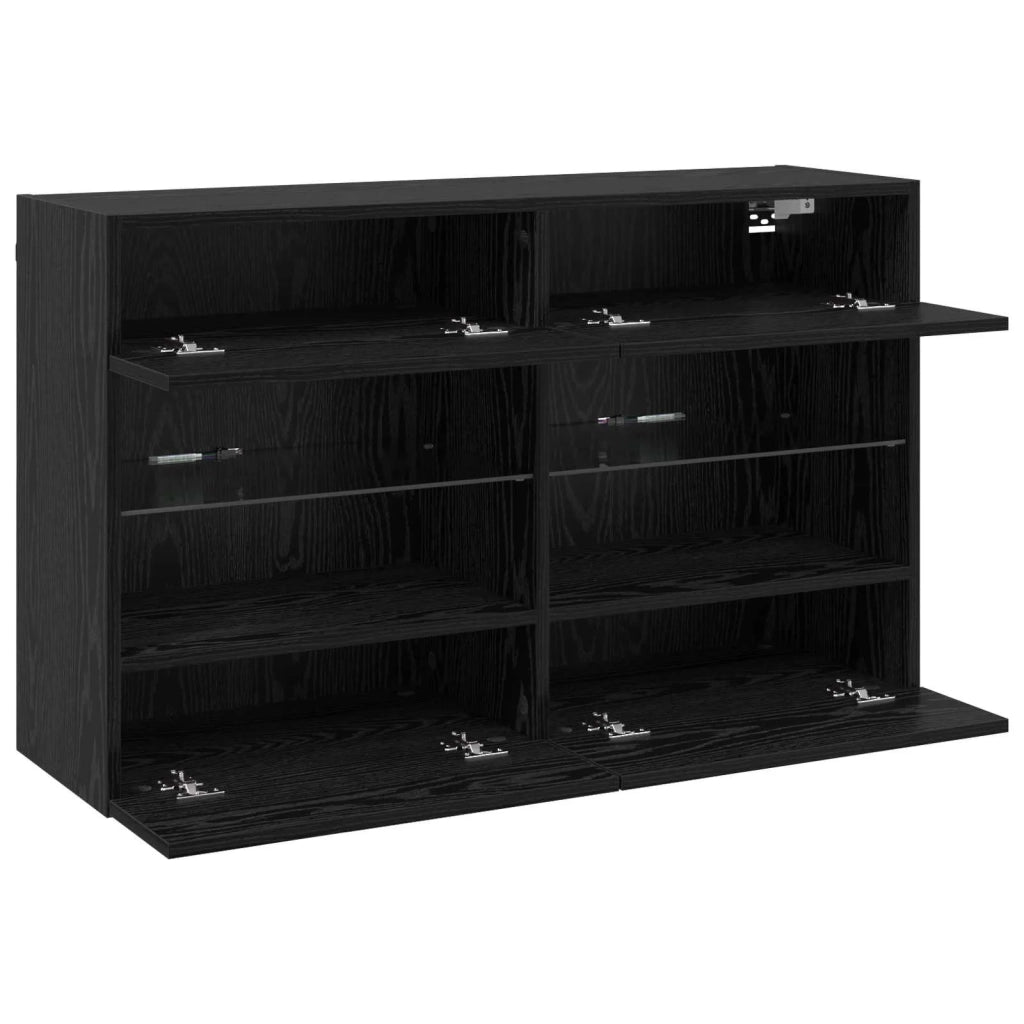 Mobile TV da parete con LED Rovere Nero 98,5 x 30 x 60,5 cm 8000987