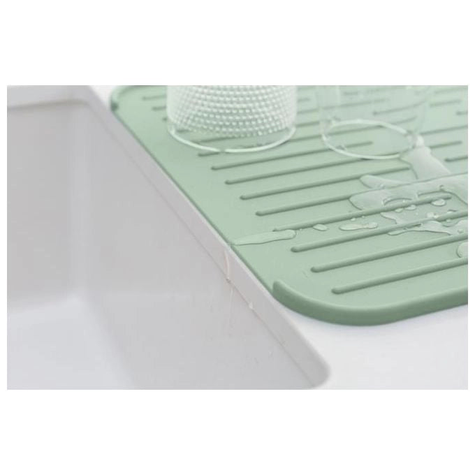 Brabantia 203329 Sinkside Tappetino Scolapiatti in Silicone Lavabile in Lavastoviglie Pieghevole Antiscivolo con Bordi Rialzati per Asciugatura Stoviglie colore Verde Giada