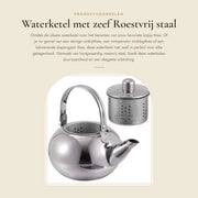 Waterketel con Filtro - Acciaio Inossidabile - 1 Litro - Sostenibile - Manico Resistenente al Calore - Ideale per Tè - The - The