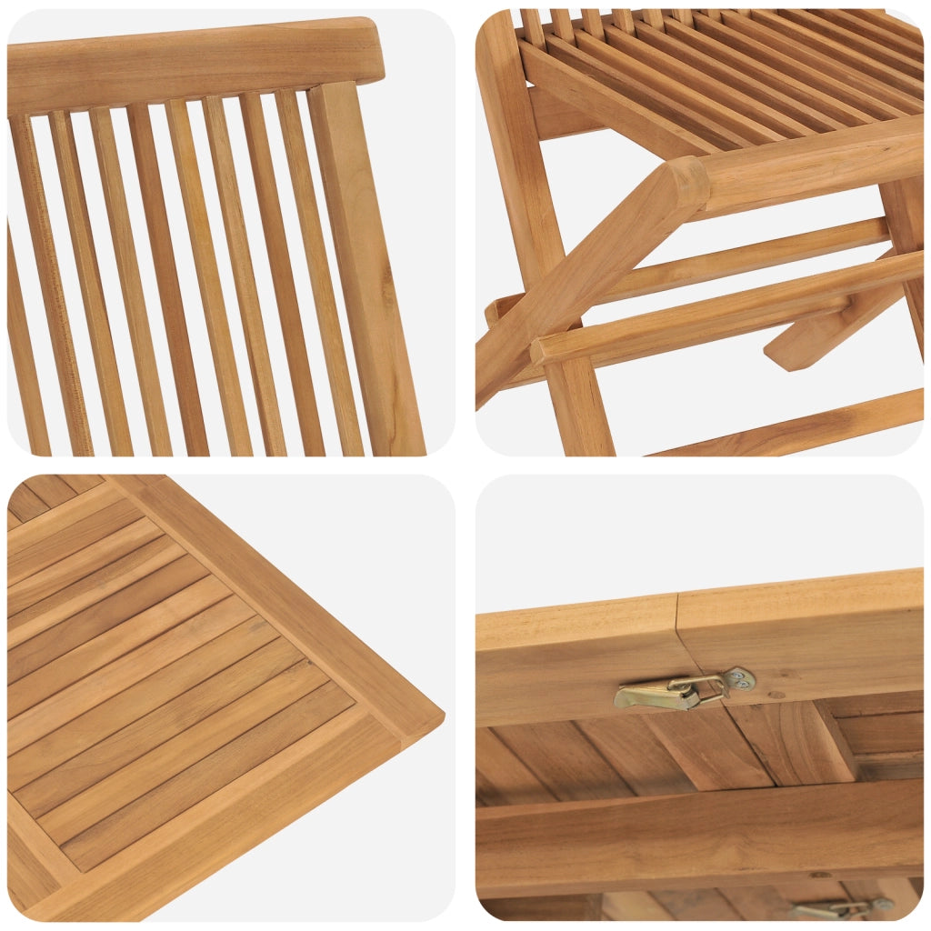 Set da Pranzo da Giardino 5 Pezzi in Legno Massello di Teak