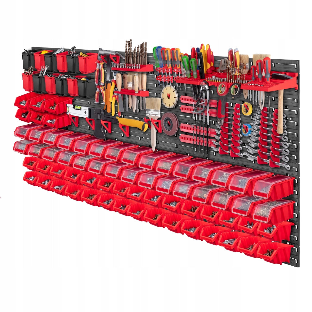 Pannello portautensili KADAX da parete per officina, 174x78 cm, 66 scomparti, 40 supporti, garage.