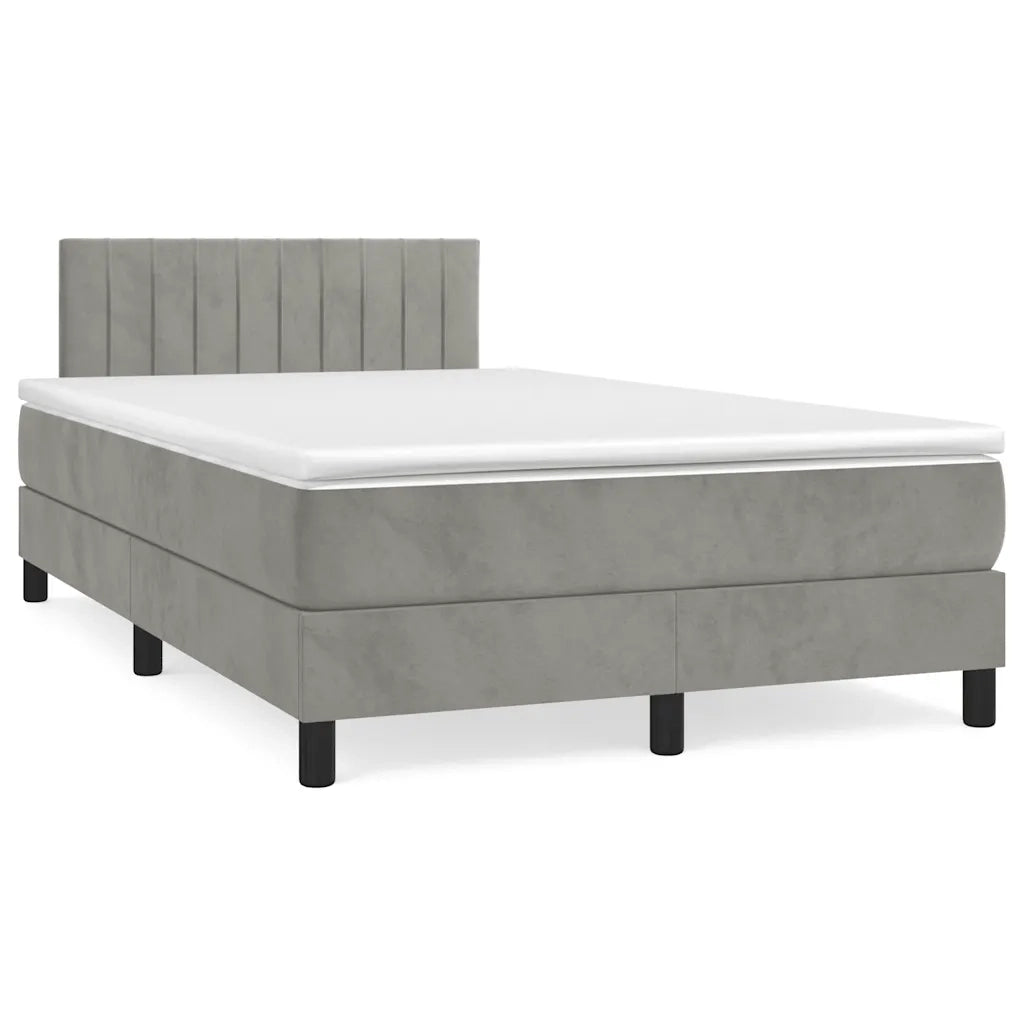 Letto a Molle con Materasso e LED Grigio Chiaro 120x190 cm Velluto 3270165