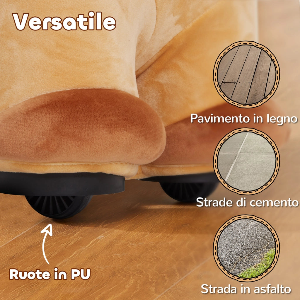 Cavallo Cavalcabile Elettrico 6V per Bambini da 18-36 Mesi con Ruote in PU e Musica, Marrone