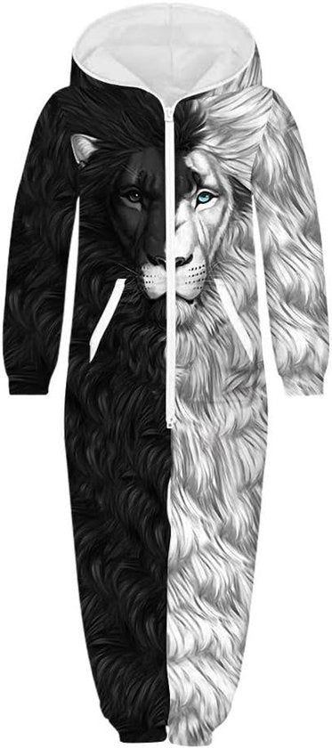 Onesie con Cappuccio 3D - Set di Pigiama Unisex per Bambino e Adulto - Abito da Notte Stile Invernale e Autunnale