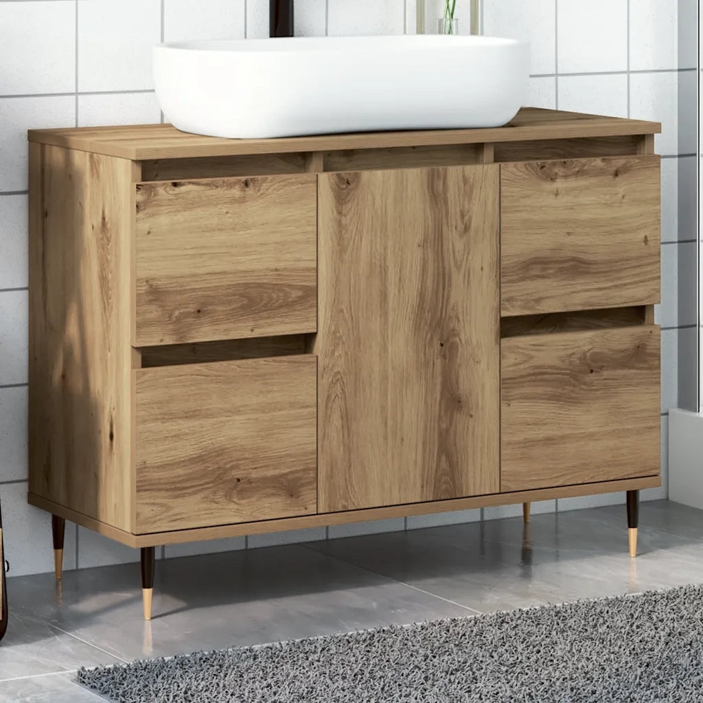 Mobiletto da Bagno | Armadio da bagno Rovere Artigianale 80x33x60 cm in Truciolato