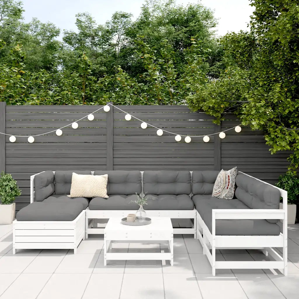 Set Divani da Giardino 8 pz in Legno Massello di Pino Biancocod mxl 116742