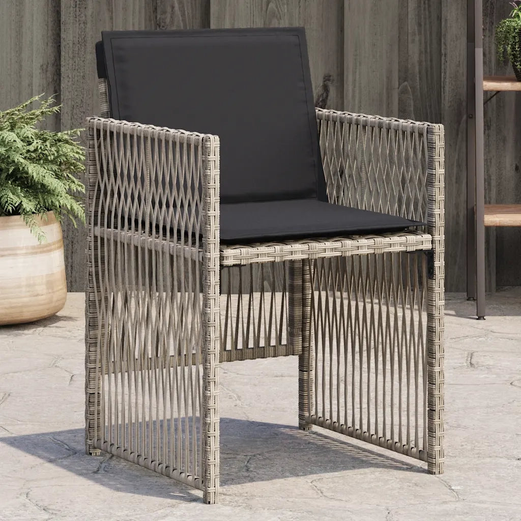 Sedie da Giardino con Cuscini 4 pz | Sedie da Esterno Grigio Chiaro in Polyrattan