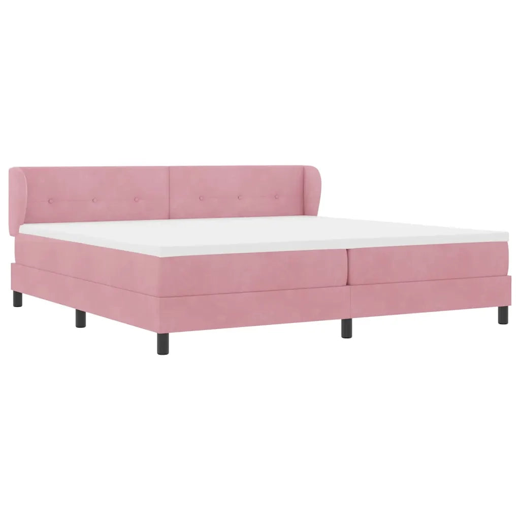 Letto a molle con testiera Rosa 200 x 200 cm Velluto 3340411