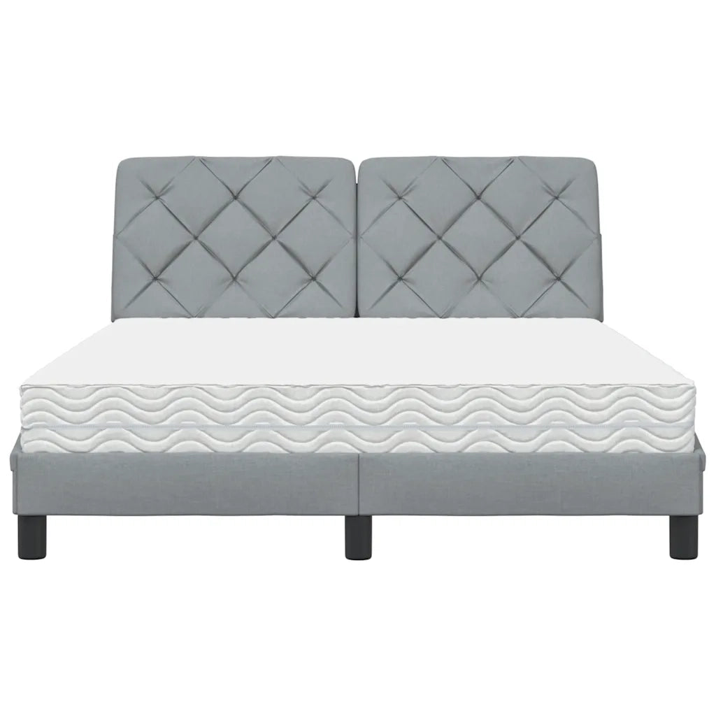 Letto con Materasso Grigio Chiaro 140x200cm Tessuto