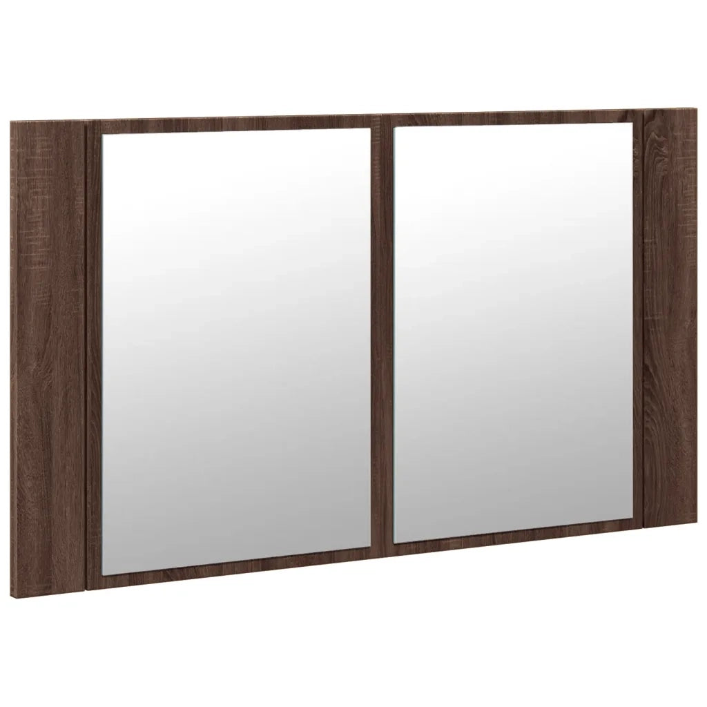 Armadietto Specchio con LED Rovere Marrone 80x12x45cm Acrilico 834953