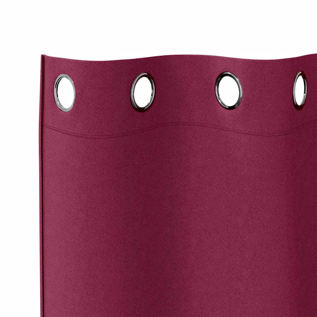 Tende Blackout con Anelli 2 pz Rosso Vino 245 x 140 cm 4107356