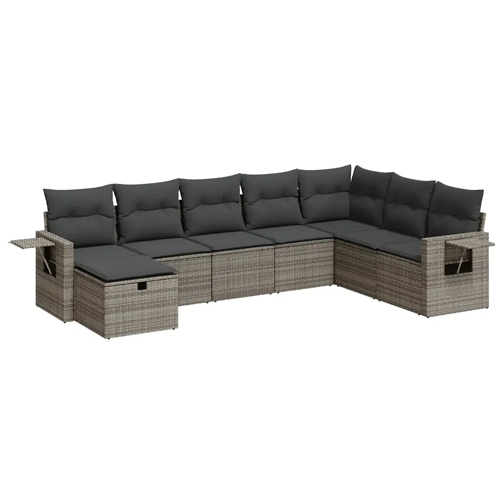Set Divano da Giardino 8 pz con Cuscini Grigio in Polyrattan 3325536