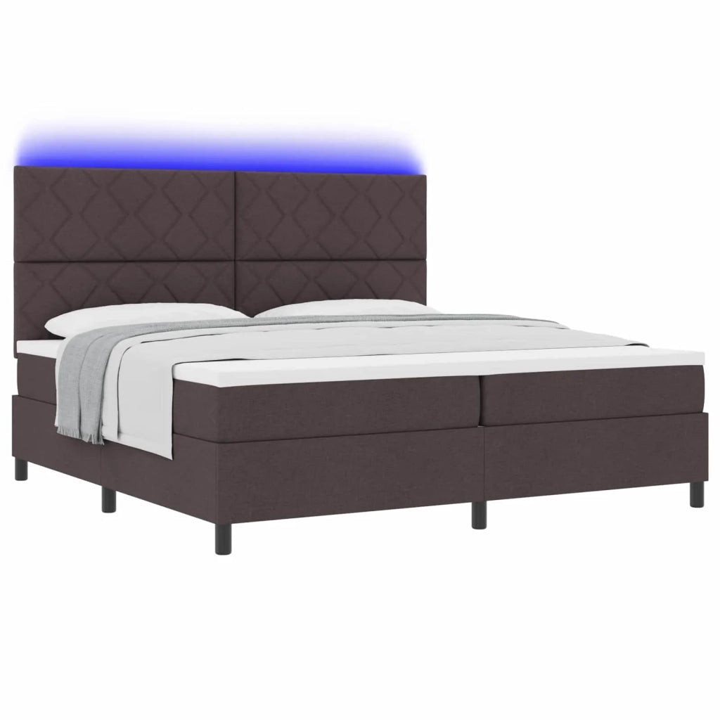 Letto a molle con materasso Marrone scuro 200 x 200 cm Tessuto
