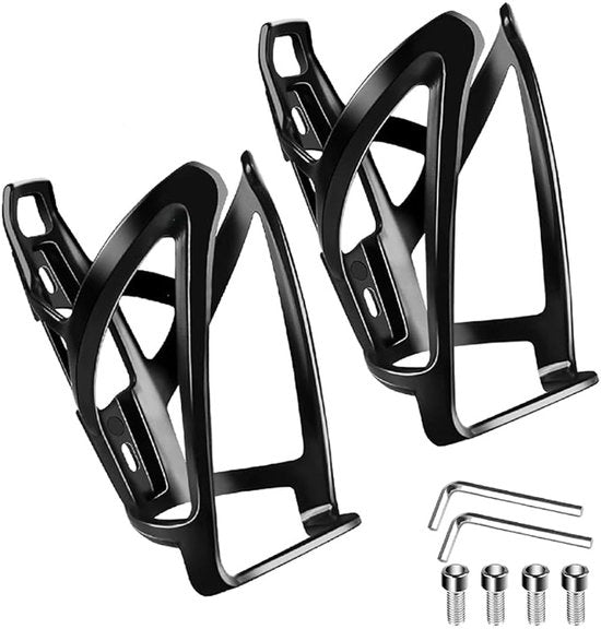 Bidone per bicicletta in lega leggera - Contenitore per bottiglie - Bidone per bicicletta - Materiale PC duraturo - Pacchetto da 2 pezzi - Nero