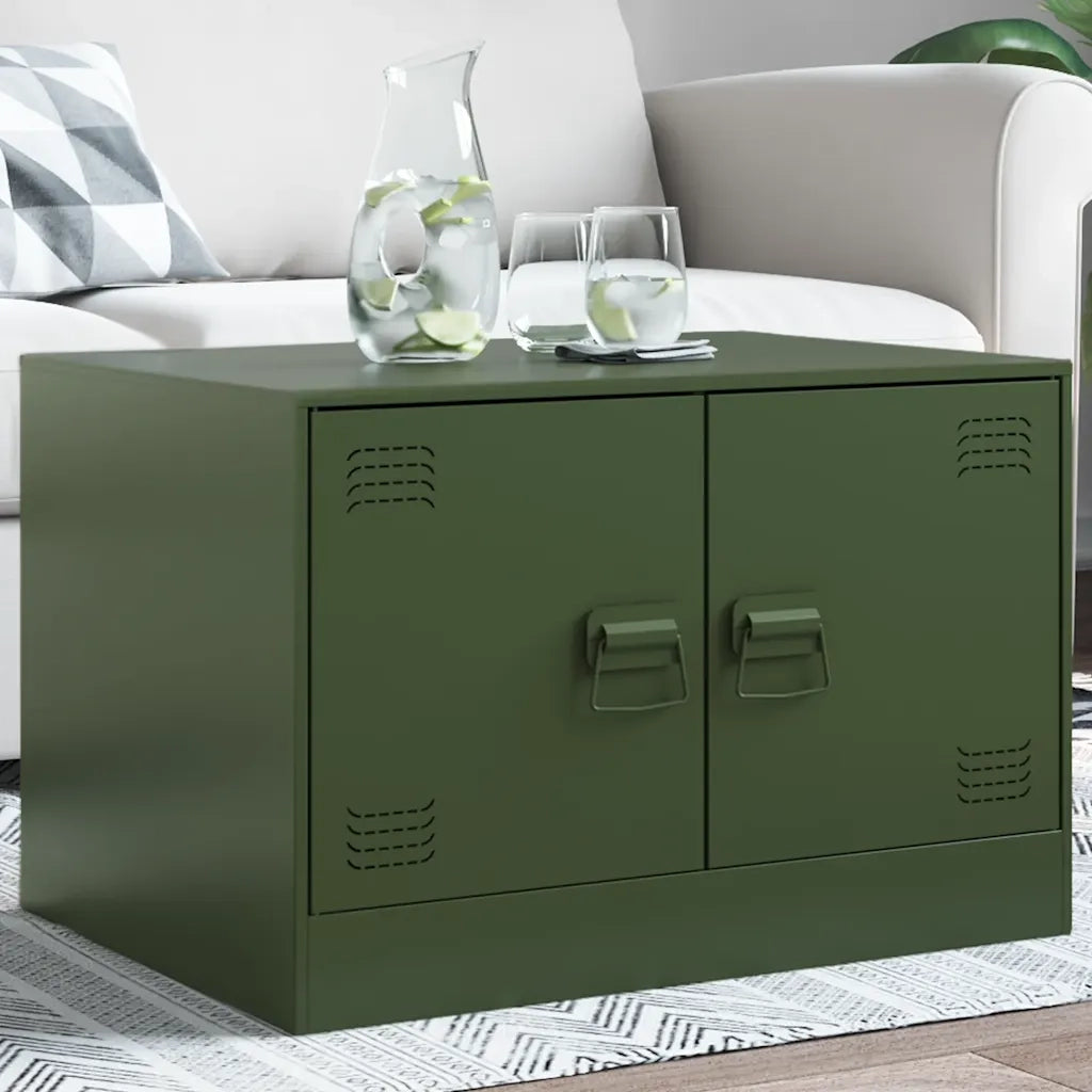 Tavolino da Salotto Verde Oliva 67x50x44 cm in Acciaio