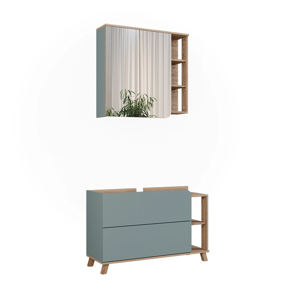 Vicco Set di mobili da bagno Sonoma/blu 2 parti
