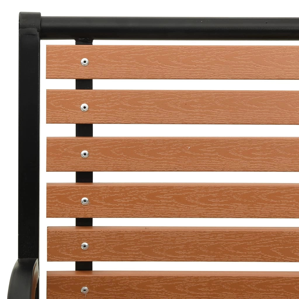 Panca da giardino mobili da esterno per patio terrazza nero e marrone 116 cm acciaio e WPC 02_0011759