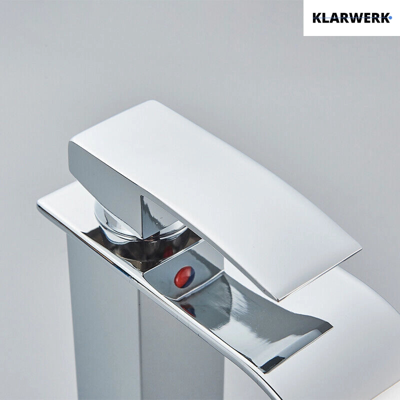 ROSA | Rubinetto da bagno Premium Hotel Waterfall cromato | Miscelatore per lavabo in acciaio inox per catering | Rubinetto dal design quadrato