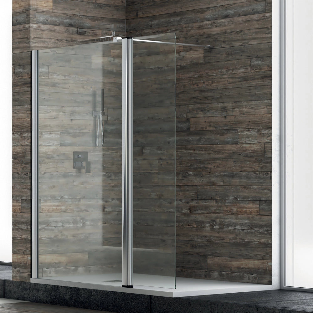 Ogomondo walk-in doccia con anta basculante e staffa cristallo 8 mm *** misure 127-129xh200 cm, confezione 1