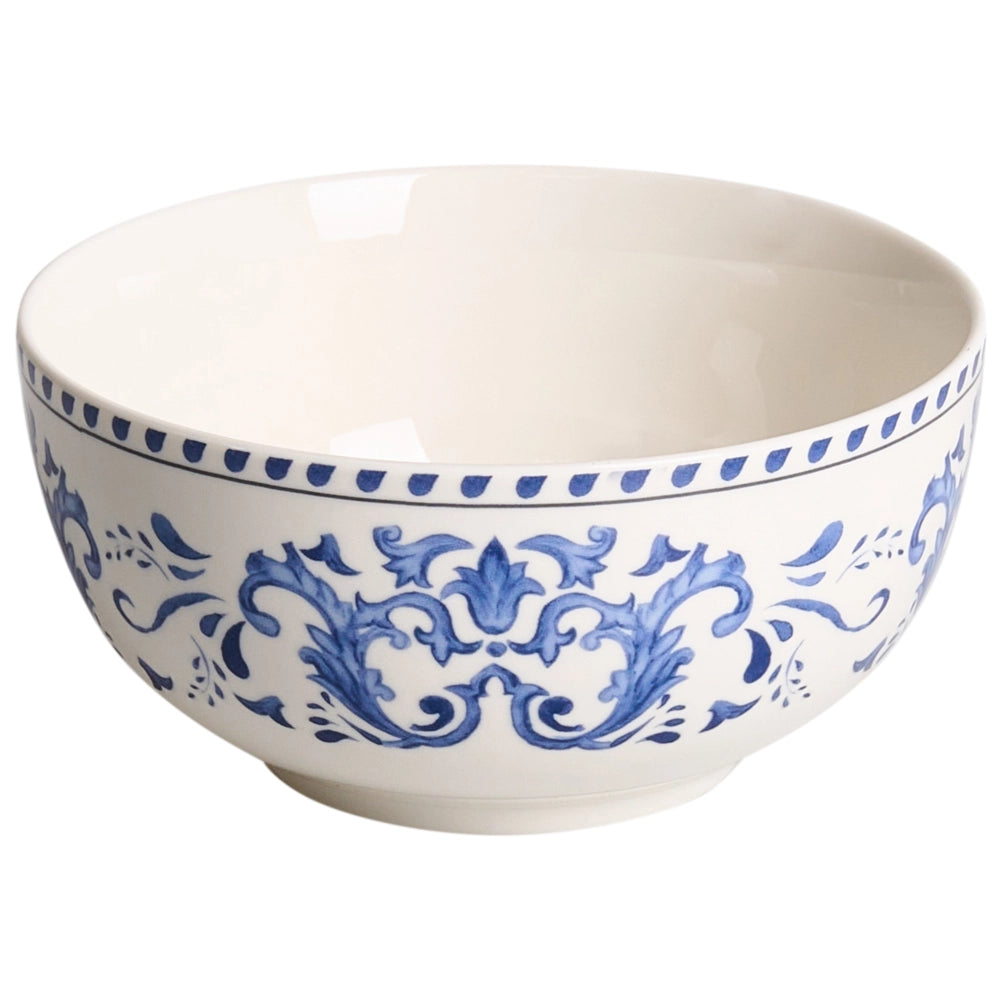 Set da 12 stoviglie in porcellana con motivo astratto bianco e blu, con finitura smaltata, per cucina e sala da pranzo