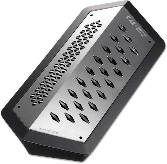 Rasp universale con 2 facce, nero in acciaio inossidabile - Dimensioni 23,3 x 11 x 5,5 cm con contenitore di raccolta