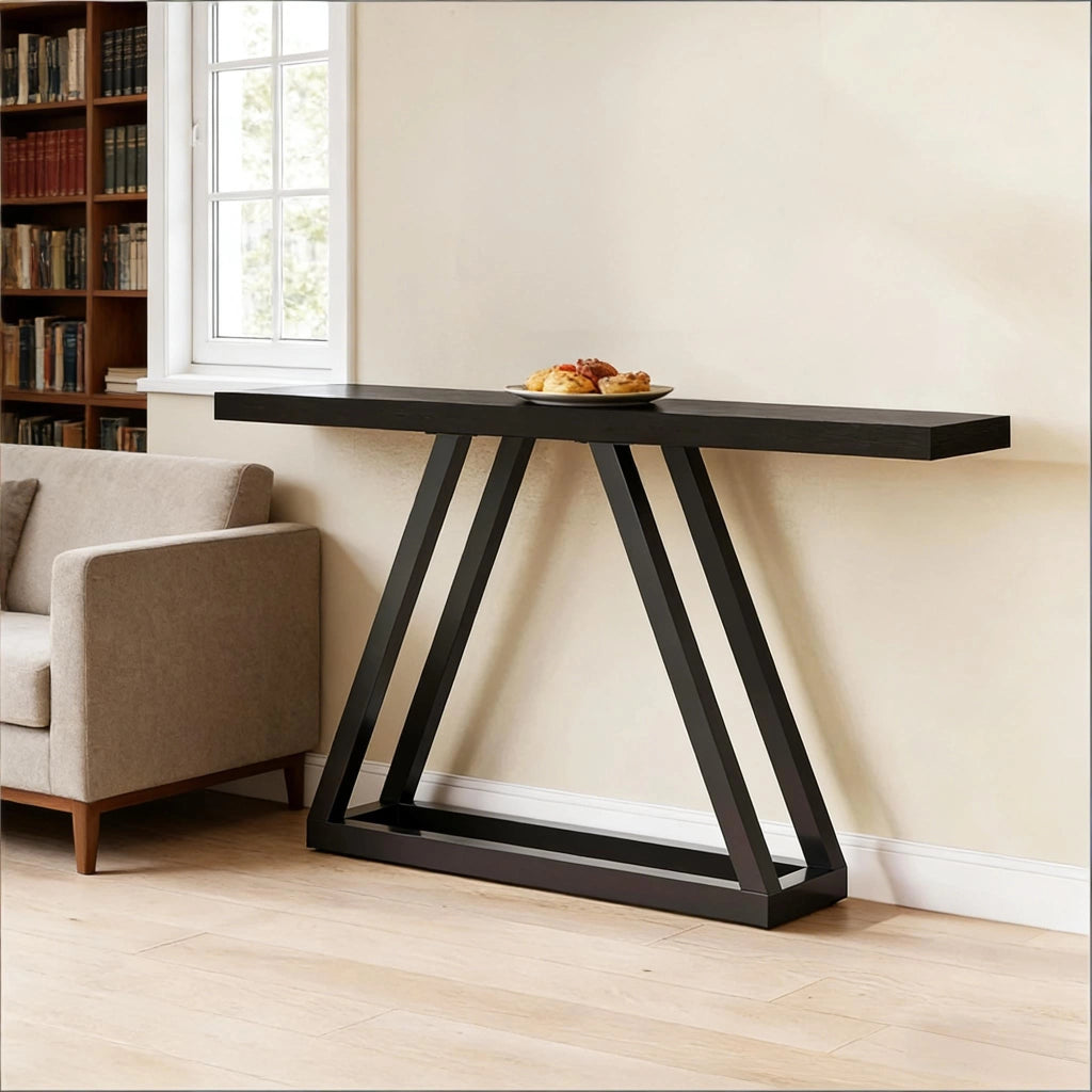 Consolle salvaspazio moderna in MDF e metallo nera per ingresso e corridoio 175,0 × 37,0 × 18,0 cm
