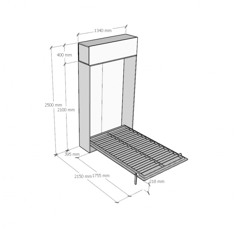 Letto a scomparsa 120 verticale Kentaro con pensile vasistas - Noce