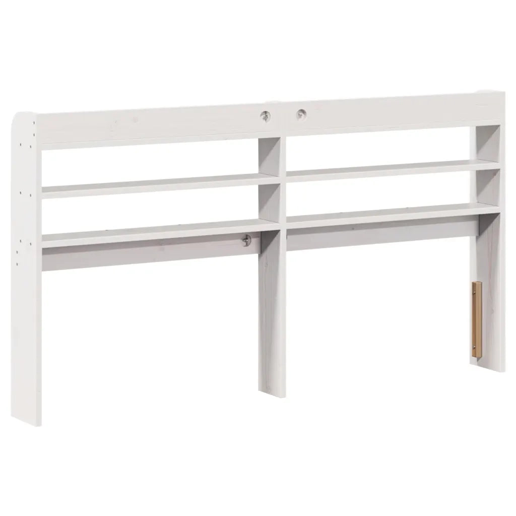 Testiera con Ripiani Bianca 160 cm in Legno Massello di Pino 850945