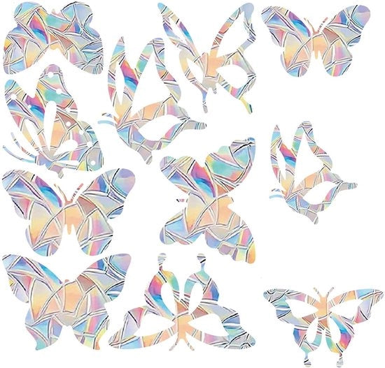 Sticker per finestra per protezione dagli uccelli - 16 pezzi - Vlinders/Suncatcher - Foglio per protezione dagli uccelli - Design prismatico - Effetto arcobaleno - Sticker per finestra per protezione dagli uccelli
