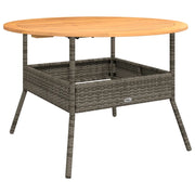 Tavolo Giardino | Tavolino da esterno Piano Legno Acacia Grigio ?110x71 cm Polyrattan