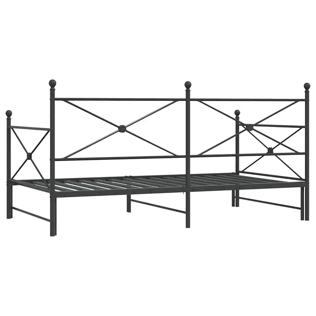 Divano Letto Estraibile senza Materasso Nero 107x203 cm Acciaio 4104678