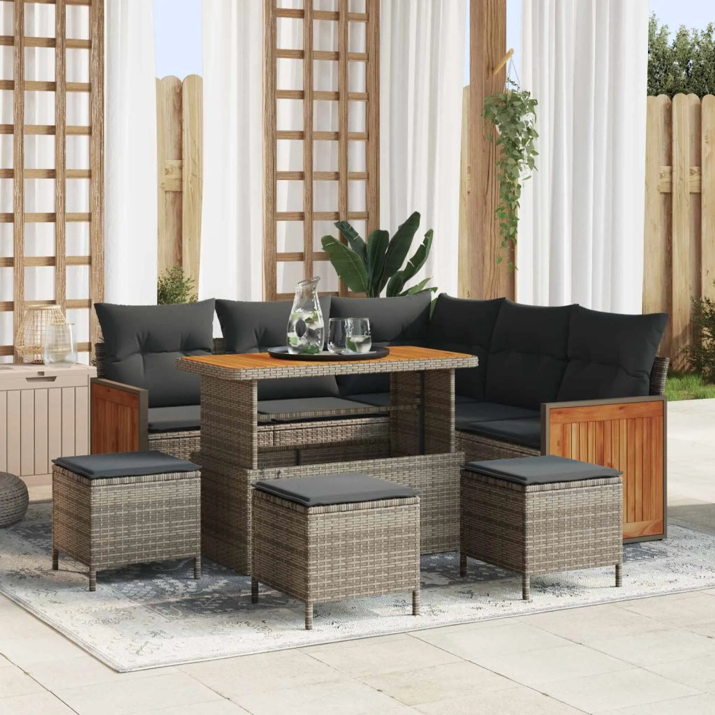 Set Divano da Giardino con cuscino 9 pcs Grigio 3363183