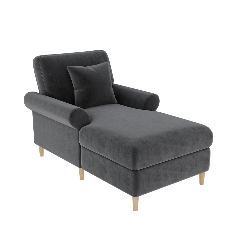 Poltrona relax reclinabile in velluto grigio; 133x87x90 cm; 1 posto