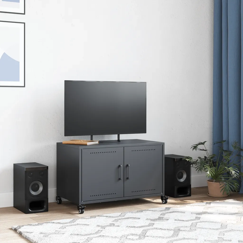 Mobile TV Antracite 68x39x43,5 cm in Acciaio Laminato a Freddo