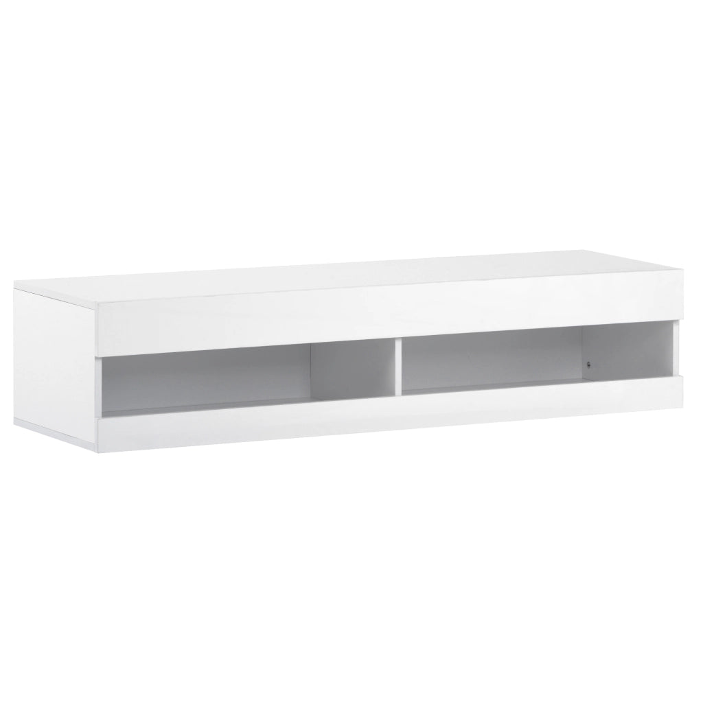 Mobile TV sospeso con 2 ante e LED; controllo tramite app; per soggiorno; in MDF; 140 × 40 × 30.5 cm; bianco