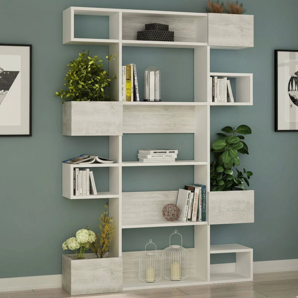 Biblioteca Sally, Libreria 7 Ripiani, 120x20x171h cm Bianco