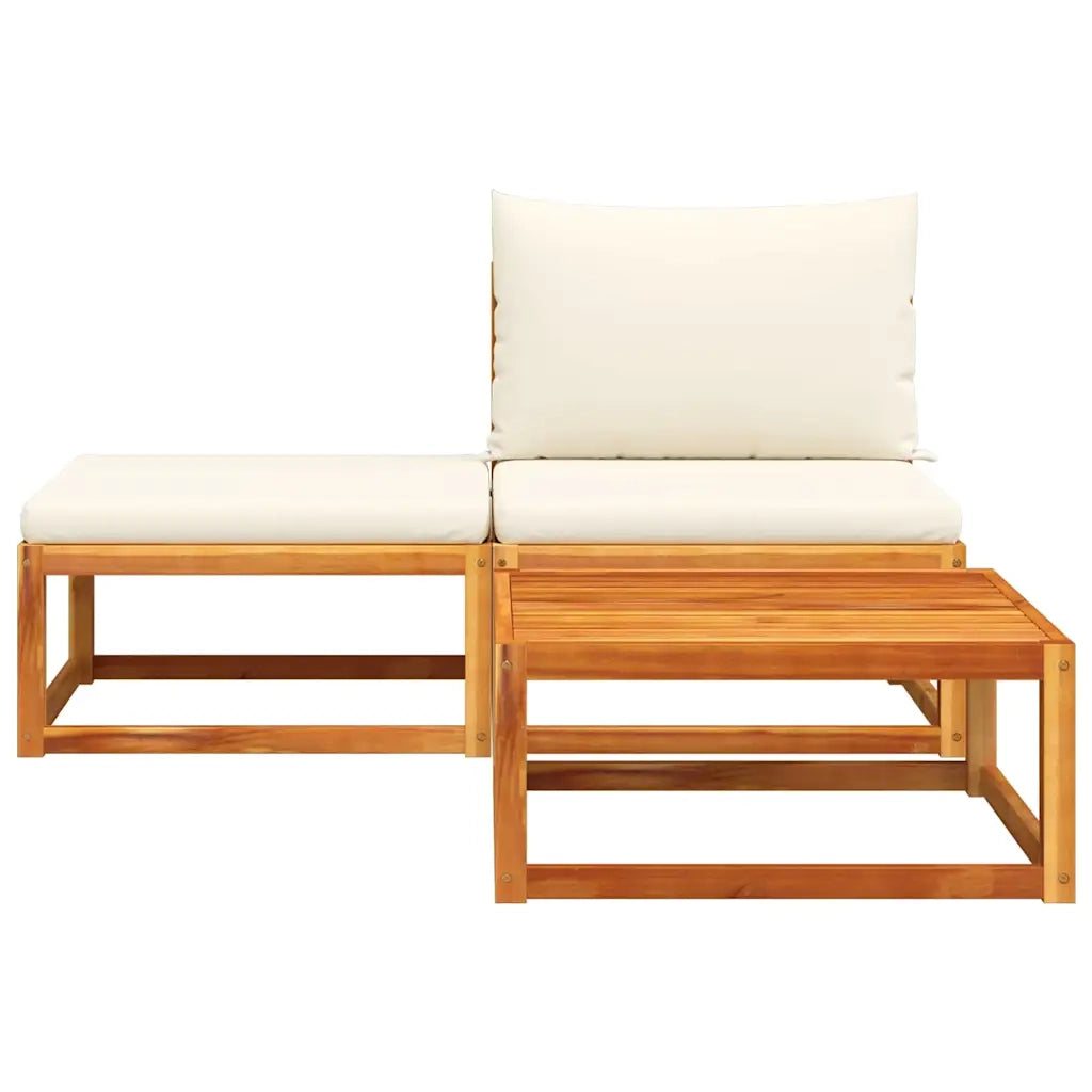 Set di divani da giardino 3 pezzi con cuscini in legno di acacia e rattan 4008170