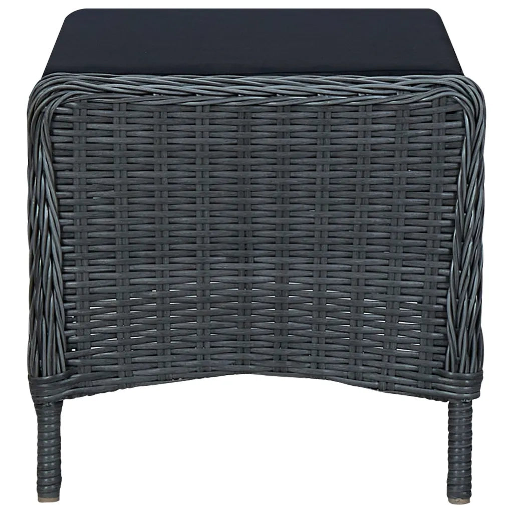 Set Divani da Giardino 3 pz con Cuscini Polyrattan Grigio Scuro 3060154