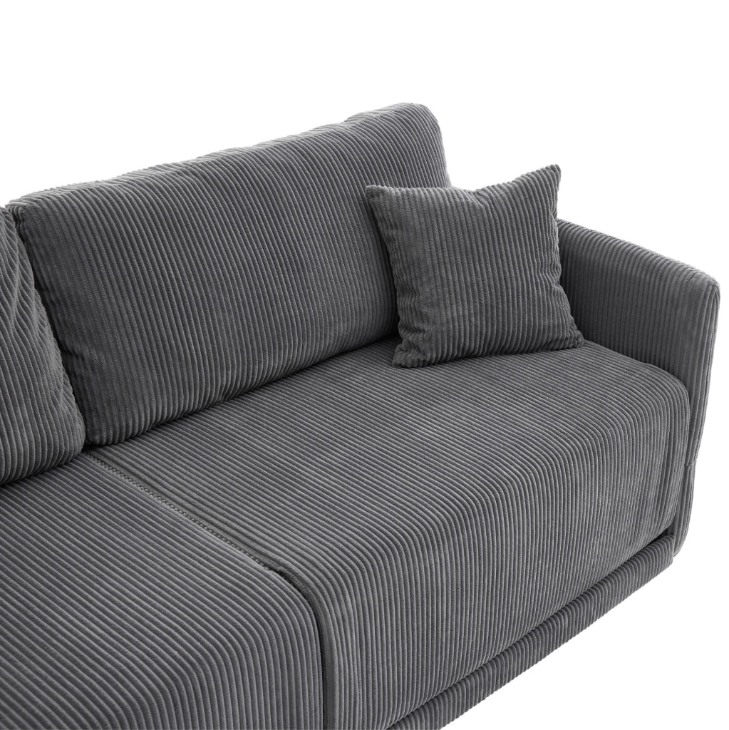 Divano letto trasformabile in velluto a coste grigio 182 cm HOMVRA