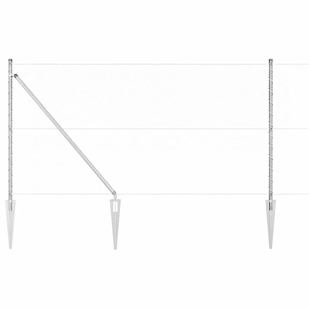 Recinzione con pali. Argento 1 x 10 m Acciaio rivestito in PVC