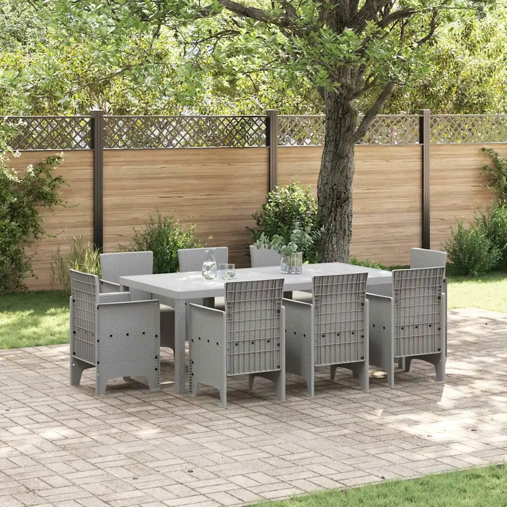 Set da Pranzo per Giardino 9 pcs Grigio Chiaro Polipropilene 3378591