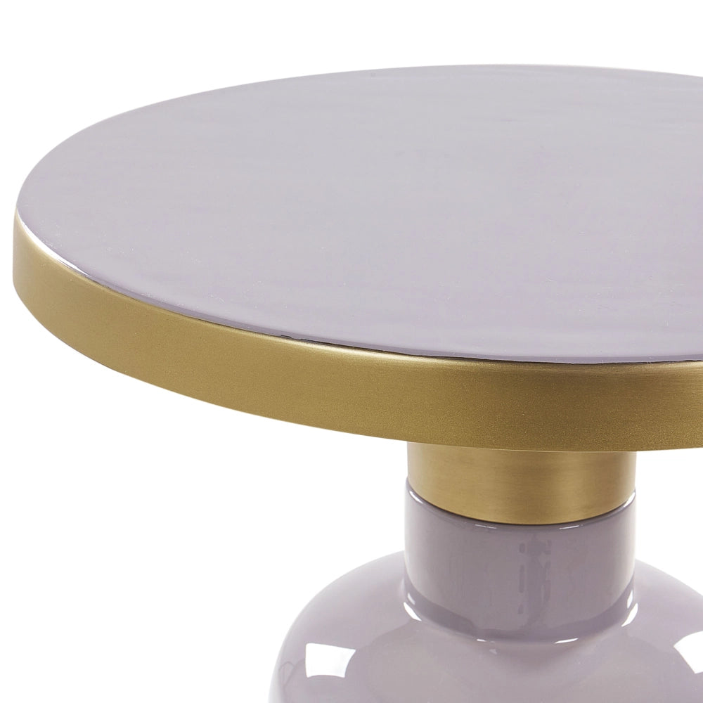 Tavolino da caffè moderno in ferro con finitura smaltata e lucida piano di design rotondo in ottone viola soggiorno contemporaneo minimalista