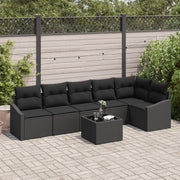 Set da Pranzo da Giardino 7 Pezzi con Cuscini Beige in Polyrattan