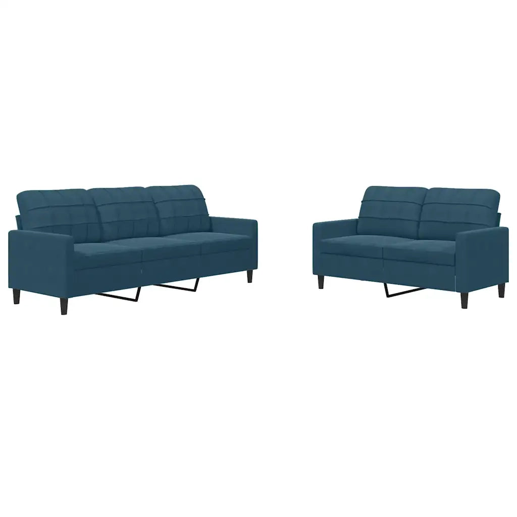 Set di Divani 2 pz con Cuscini Blu in Velluto 3278400